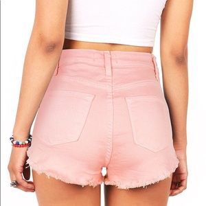 High Waisted Pink Denim Shorts